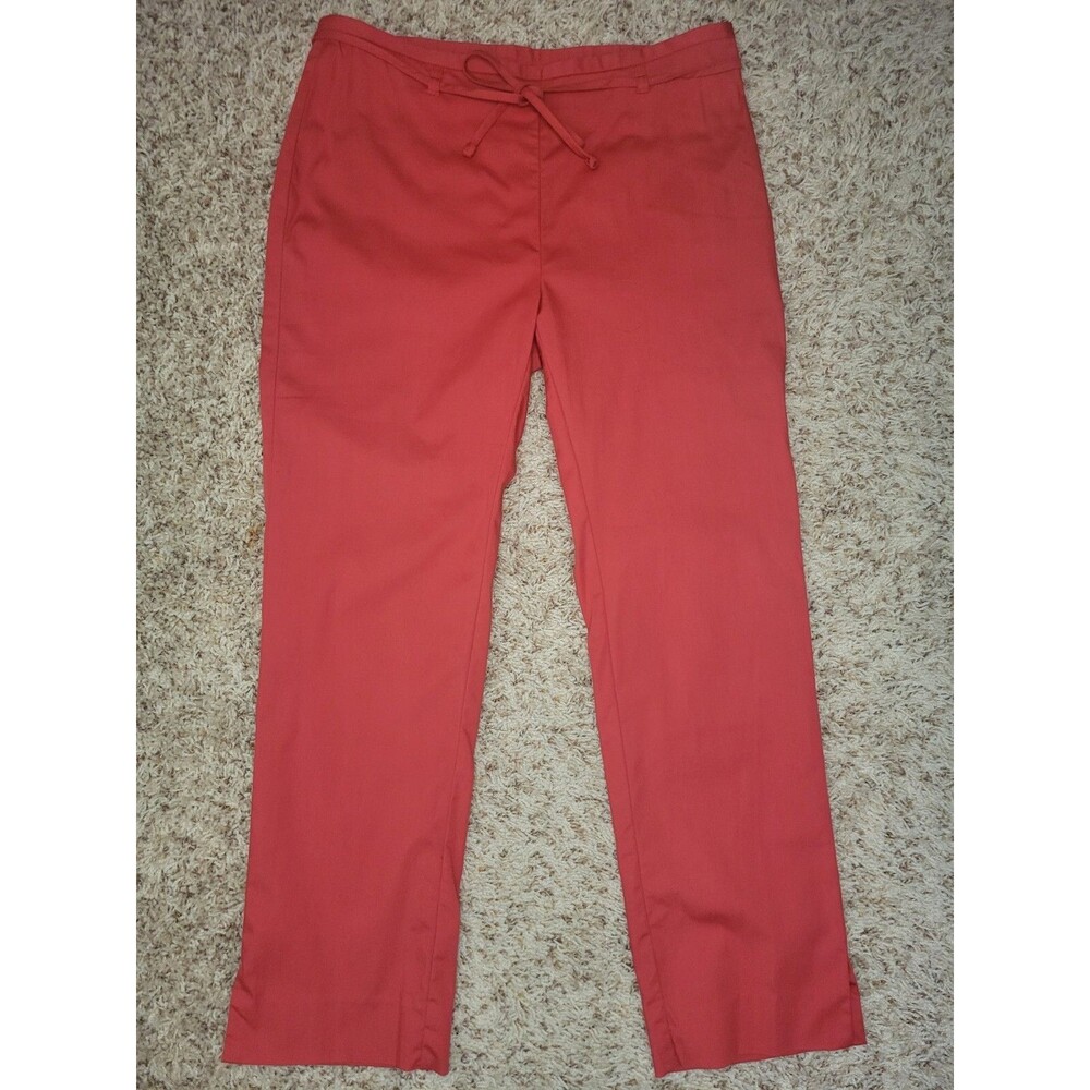 7/8 Esprit Cropped Pants Capri Red Ankle Slits And Belt
